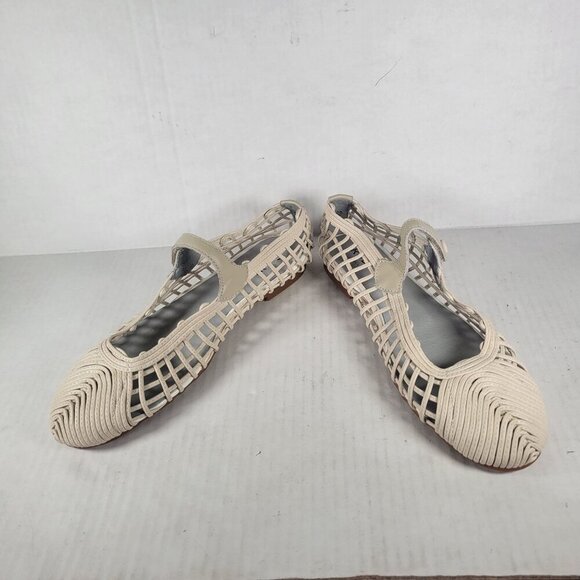 Ruby Label Women Woven Beige Lattice Mary Jane Flats Size 36 US 5/5.5 - Picture 7 of 8
